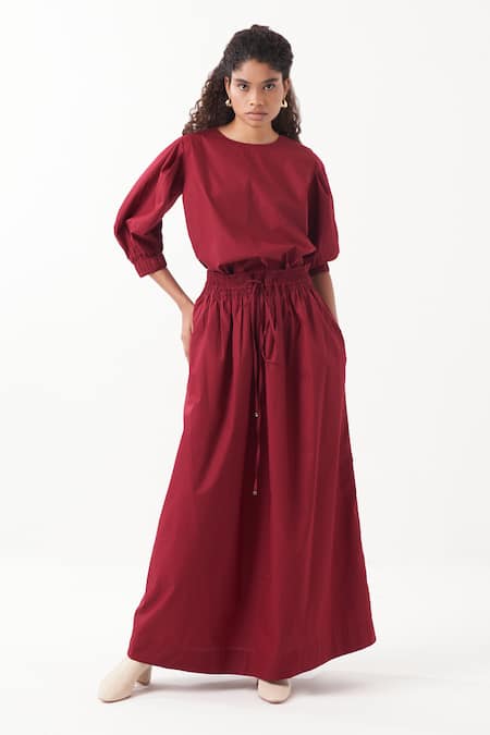 THREE Plain Top With Maxi Skirt 