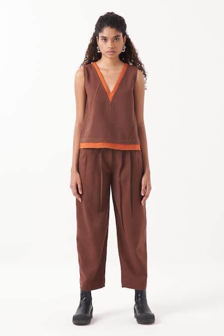 THREE Contrast Panelled Top With Pant 