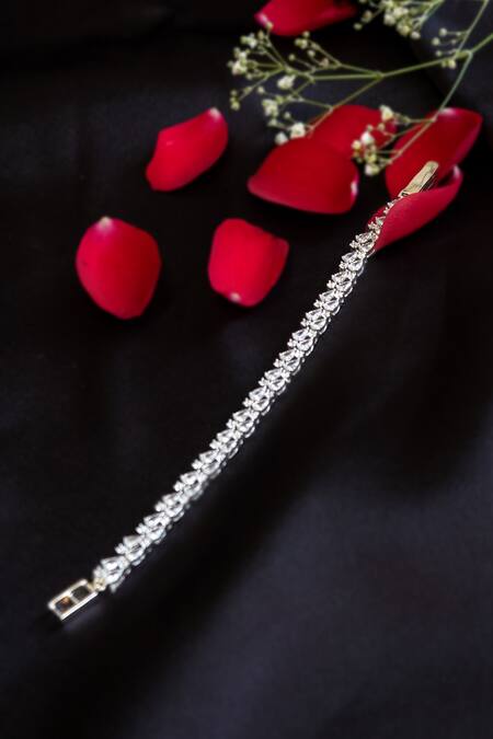 Nepra By Neha Goel_Silver Plated Crystals Zirconia Tennis Bracelet_Online_at_Aza_Fashions