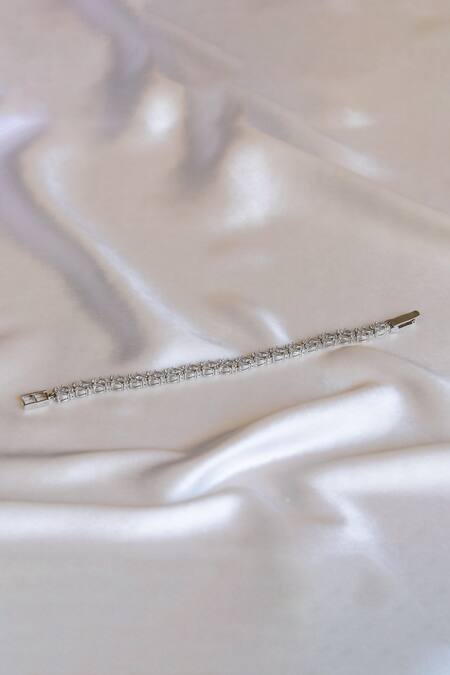Buy_Nepra By Neha Goel_Silver Plated Crystals Zirconia Tennis Bracelet