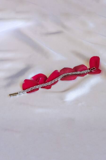 Shop_Nepra By Neha Goel_Silver Plated Crystals Zirconia Tennis Bracelet