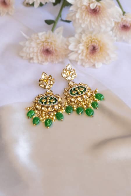 Nepra By Neha Goel Kundan Polki Studded Earrings 