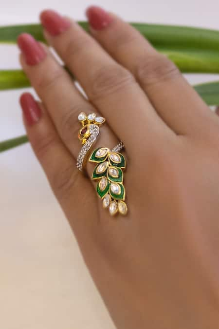 Nepra By Neha Goel Peacock Shaped Ring 