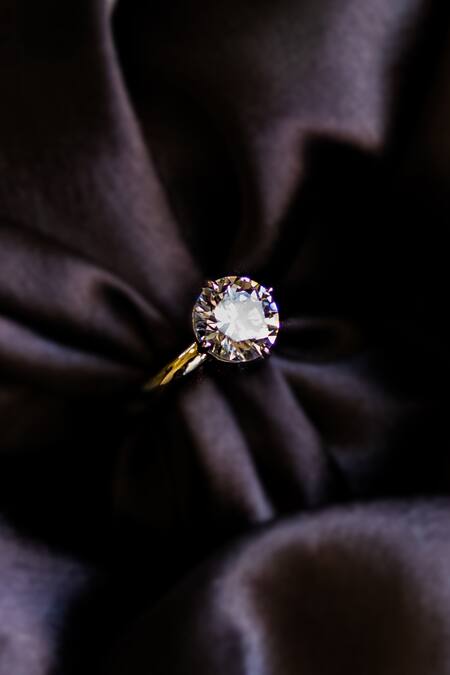 Nepra By Neha Goel White Zari Zirconia Embellished Ring Online at Aza Fashions Nepra By Neha Goel_White Zari Zirconia Embellished Ring_Online_at_Aza_Fashions