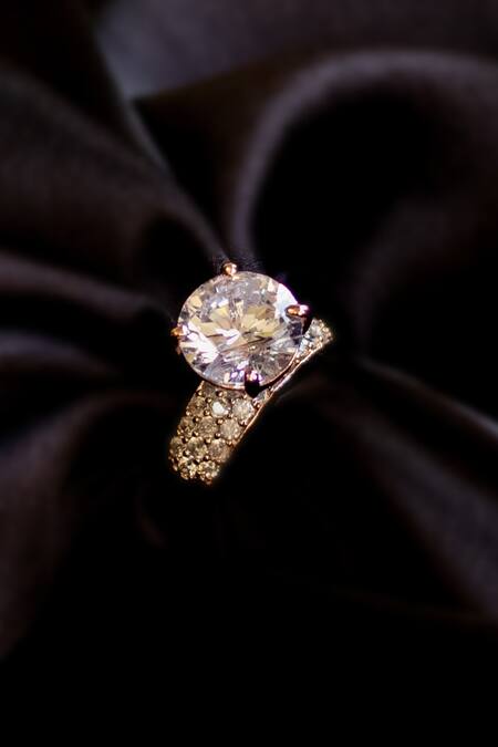 Buy_Nepra By Neha Goel_Gold Plated Zari Zirconia Embellished Round Ring_Online_at_Aza_Fashions
