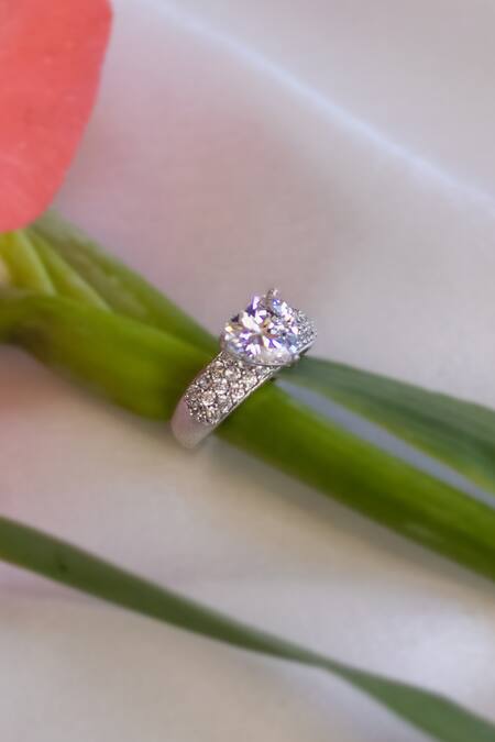 Nepra By Neha Goel White Zari Heart Shaped Ring Online at Aza Fashions Nepra By Neha Goel_White Zari Heart Shaped Ring_Online_at_Aza_Fashions