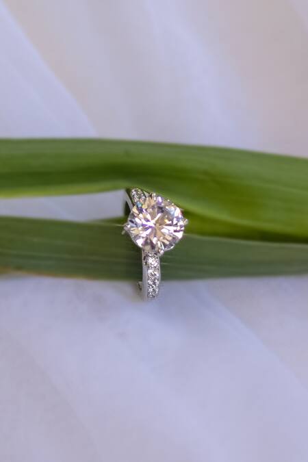 Nepra By Neha Goel White Zari Solitaire Embellished Ring Online at Aza Fashions Nepra By Neha Goel_White Zari Solitaire Embellished Ring_Online_at_Aza_Fashions