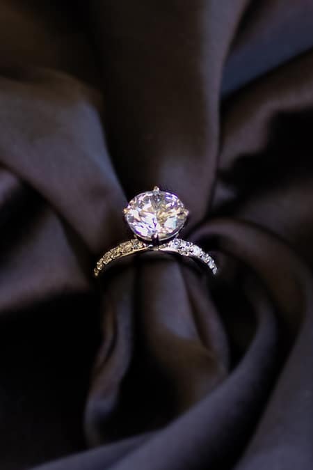 Shop Nepra By Neha Goel White Zari Solitaire Embellished Ring Online at Aza Fashions Shop_Nepra By Neha Goel_White Zari Solitaire Embellished Ring_Online_at_Aza_Fashions