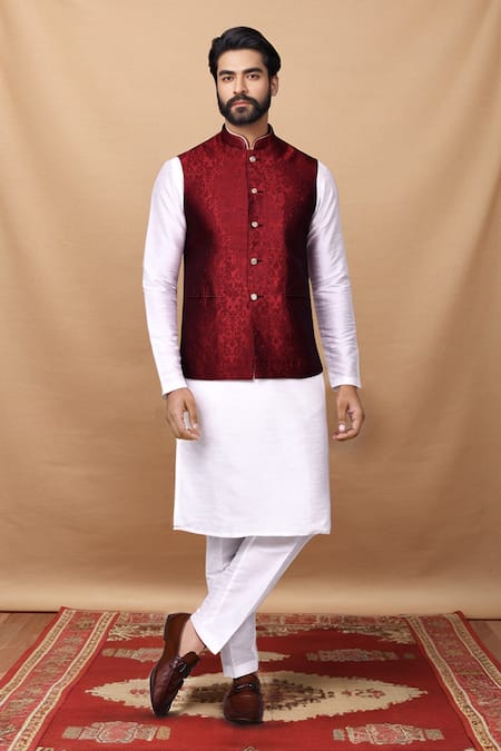 Aryavir Malhotra Floral Woven Bundi Kurta Set 