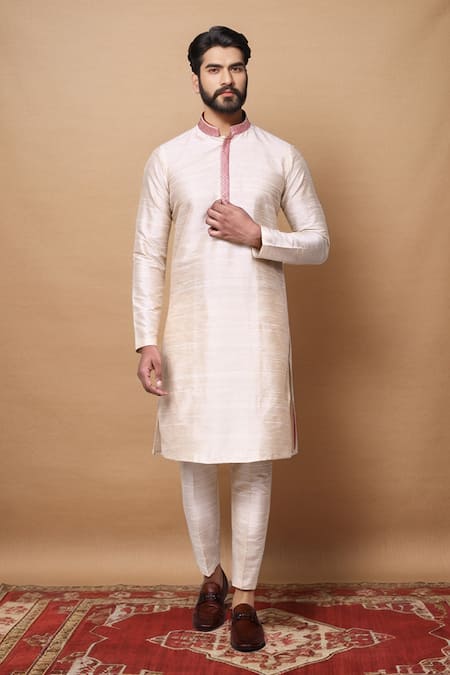 Arihant Rai Sinha Sequin Embroidered Band Collar Kurta With Pant Pyjama 