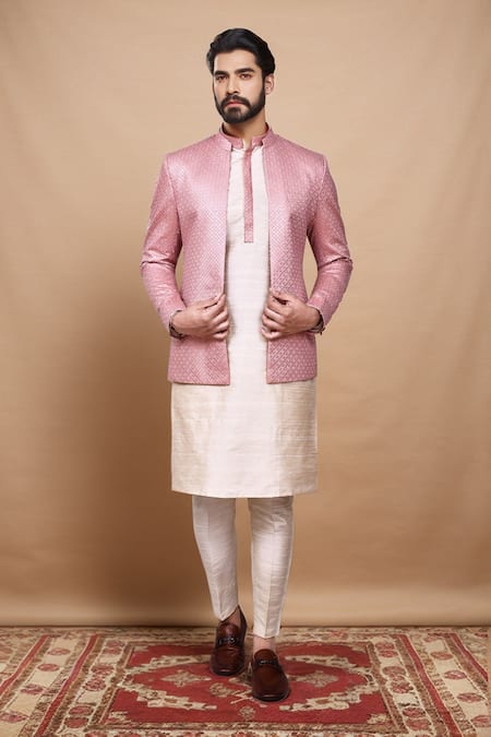 Aryavir Malhotra Sequin Embroidered Jacket Kurta Set 