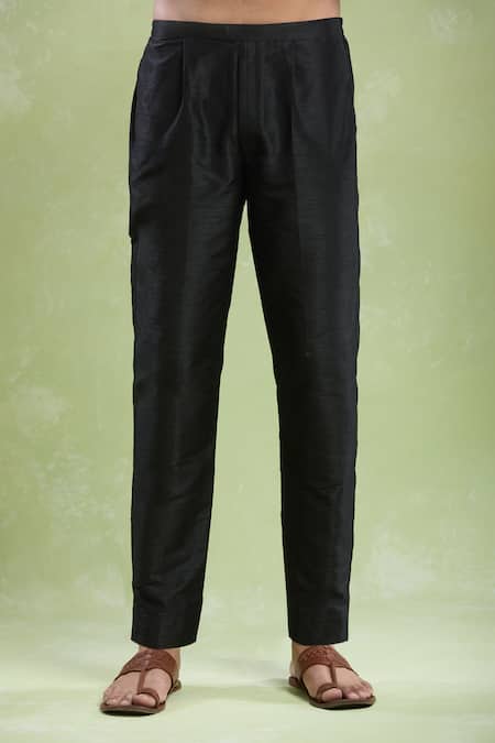 Buy_Arihant Rai Sinha_Black Silk Embroidery Floral Butti Bundi Kurta Set 