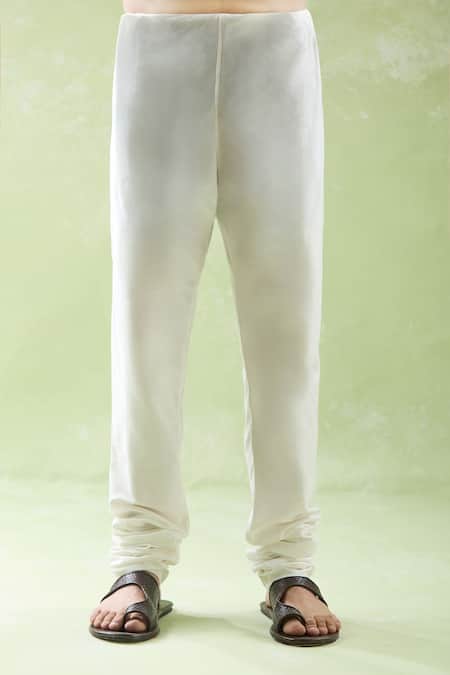 Arihant Rai Sinha_Yellow Chanderi, Cotton Mirrors Embroidered Placket Kurta And Churidar Set _at_Aza_Fashions