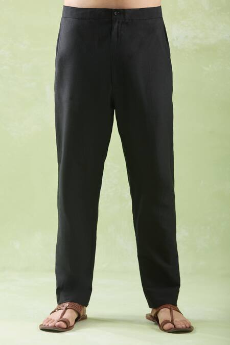 Arihant Rai Sinha_Green Cotton, Linen Embroidery Kurta And Pyjama Set _at_Aza_Fashions