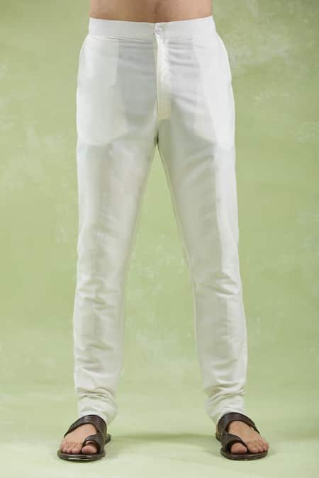 Buy_Arihant Rai Sinha_Gray Chanderi, Cotton Embroidery Grey And Off White Bundi Set