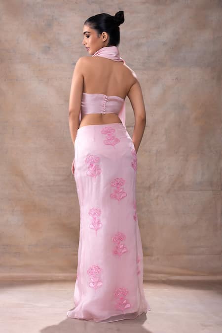 Akashi Clothing Floral Embroidered Skirt With Cowl Neck Top 