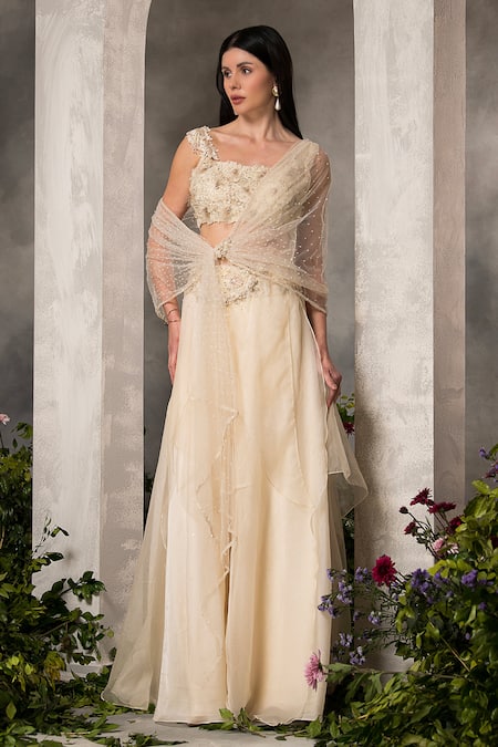 Divisha Sharma Floral Embroidered Blouse Sharara Set 