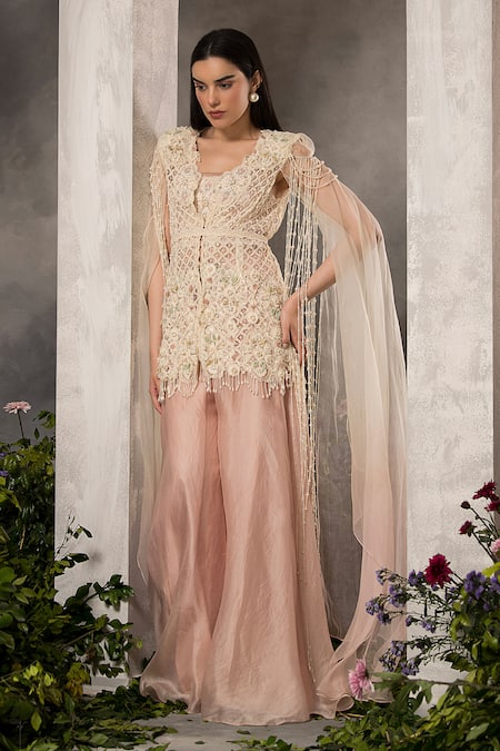 Divisha Sharma Bead Embroidered Jacket Sharara Set 