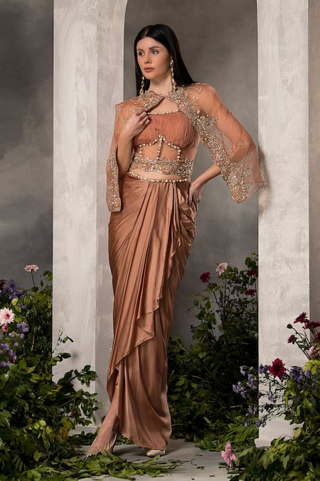 Divisha Sharma Floral Embroidered Jacket Dhoti Set 