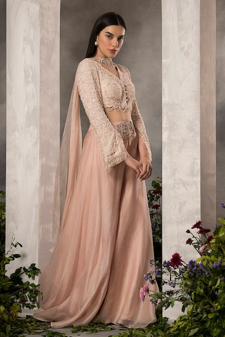 Divisha Sharma Checkered Embroidered Blouse Sharara Set 