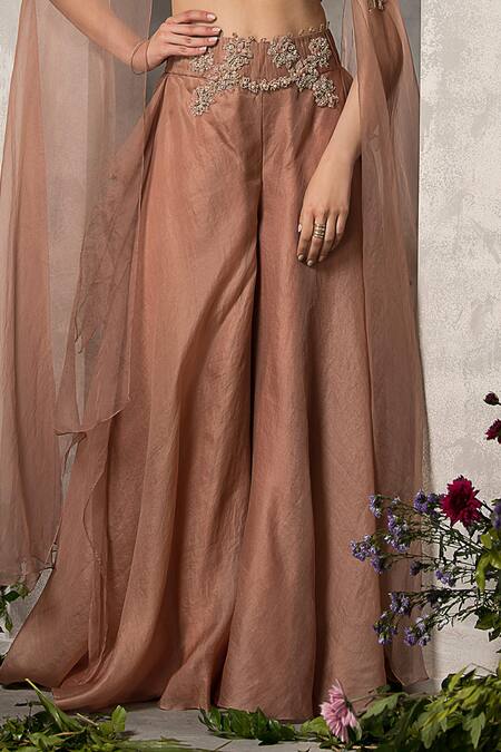 Divisha Sharma_Pink Silk Organza, Tulle Beads, Zari, Stripe Cape Blouse And Sharara Set _Online_at_Aza_Fashions