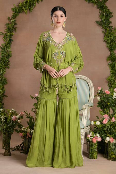 Divisha Sharma Sequin Ambrosia Embroidered Kurta & Sharara Set 