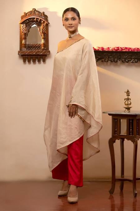 Eeda Silver Mohair, Silk Metallic One Shoulder Neckline Embroidered Kurta And Pant Set Online at Aza Fashions Eeda_Silver Mohair, Silk Metallic One Shoulder Neckline Embroidered Kurta And Pant Set _Online_at_Aza_Fashions