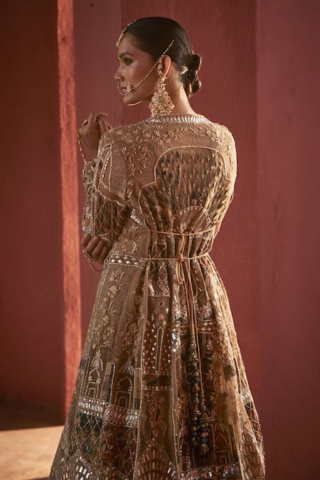 Reynu Taandon Kalamkari Print Lehenga Achkan Set 