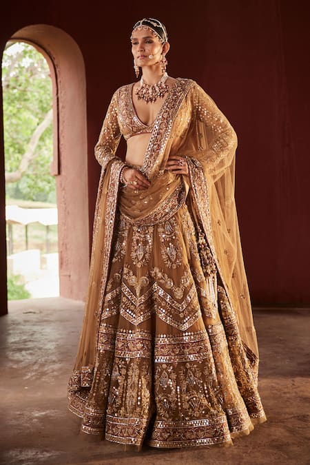 Reynu Taandon Opulent Swarovski Crystal Embroidered Bridal Lehenga Set 