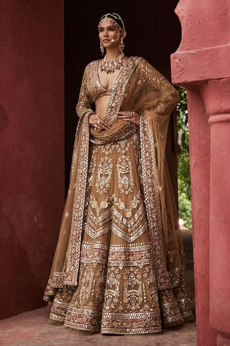 Reynu Taandon Opulent Swarovski Crystal Embroidered Bridal Lehenga Set 