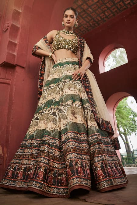 Reynu Taandon Opulent Printed Embroidered Lehenga Set 