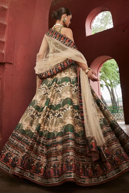 Reynu Taandon Opulent Printed Embroidered Lehenga Set 