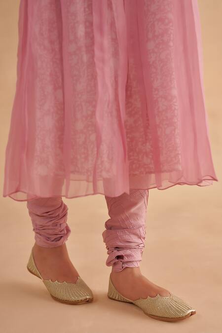 Shop_Ruchi Marodia_Purple Organza, Muslin, Silk Embroidery, Chintz Floral Print A-line Kurta Set 