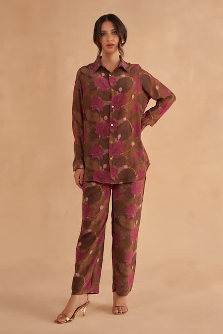 Ruchi Marodia Lotus Print Shirt With Pant 