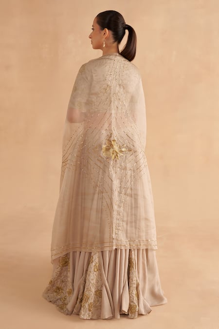 Shop Ruchi Marodia Grey Organza, Mohair Embroidery, Zari V-neck Floral Hand Blouse And Lehenga Set at Aza Fashions Shop_Ruchi Marodia_Grey Organza, Mohair Embroidery, Zari V-neck Floral Hand Blouse And Lehenga Set _at_Aza_Fashions