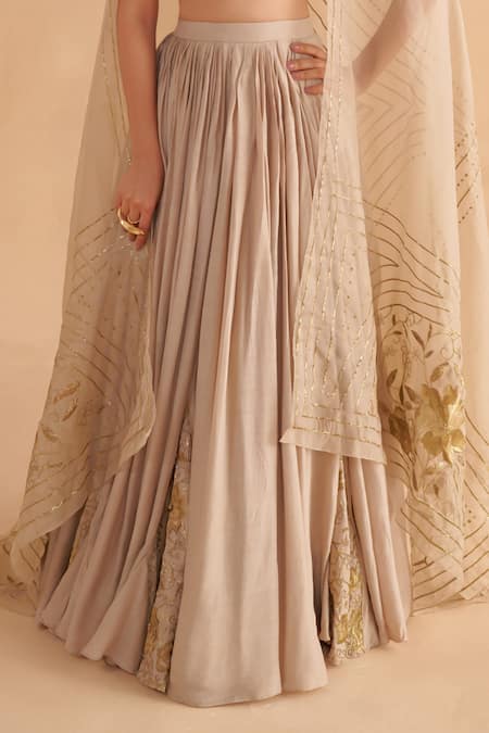 Shop Ruchi Marodia Grey Organza, Mohair Embroidery, Zari V-neck Floral Hand Blouse And Lehenga Set Online at Aza Fashions Shop_Ruchi Marodia_Grey Organza, Mohair Embroidery, Zari V-neck Floral Hand Blouse And Lehenga Set _Online_at_Aza_Fashions