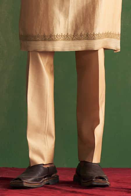 Studio Bagechaa_Beige Chanderi , Beads, Embroidery Dori Placement Bundi Set _Online_at_Aza_Fashions