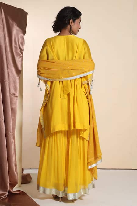 Sunita Nagi Embroidered Yoke Kaftan Sharara Set 