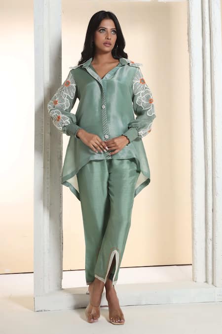 Sunita Nagi Embroidered Sleeve Shirt With Pant 