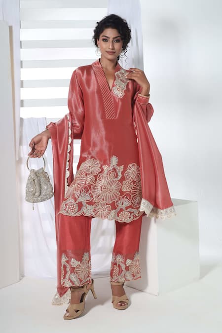 Sunita Nagi Floral Embroidered Kurta Pant Set 