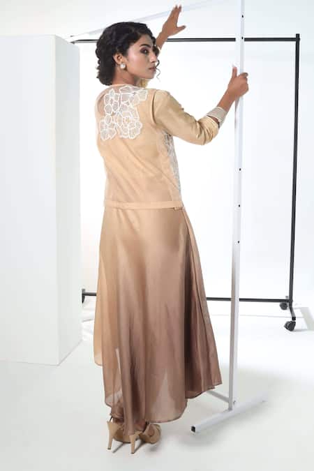 Sunita Nagi Floral Embroidered Jacket With Dress 