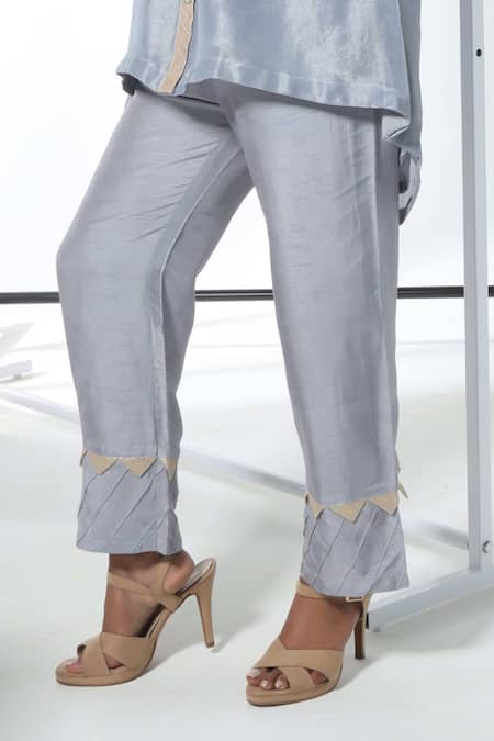 Shop_Sunita Nagi_Blue Shimmer Embroidered Thread Collar Cutwork Shirt With Pant _Online_at_Aza_Fashions