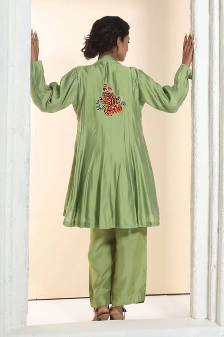 Sunita Nagi Asymmetric Embroidered Jacket With Kurta Set 