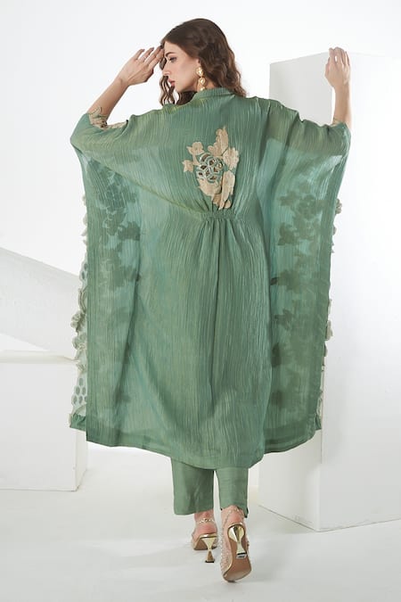 Sunita Nagi Floral Embroidered Kaftan With Pant 
