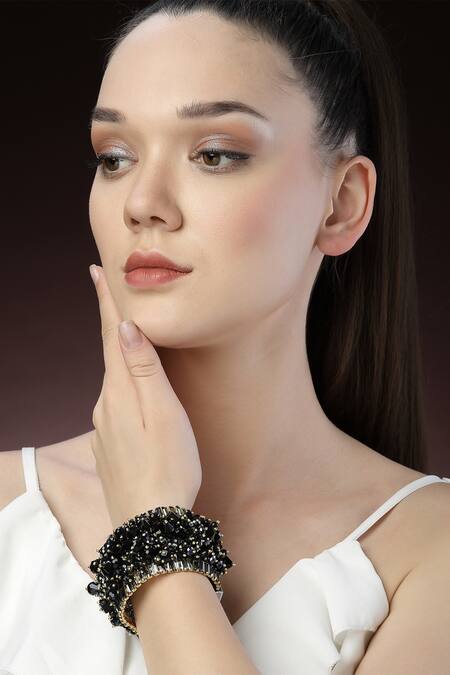 Buy Bijoux By Priya Chandna Black Crystals Midnight Bracelet Online at Aza Fashions Buy_Bijoux By Priya Chandna_Black Crystals Midnight Bracelet _Online_at_Aza_Fashions