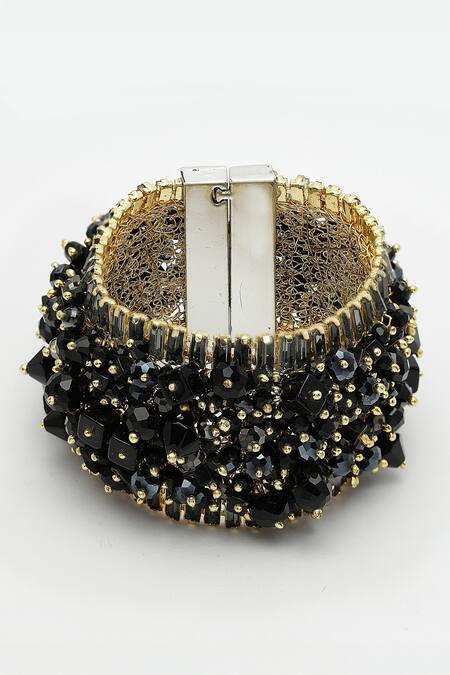 Bijoux By Priya Chandna Black Crystals Midnight Bracelet at Aza Fashions Bijoux By Priya Chandna_Black Crystals Midnight Bracelet _at_Aza_Fashions