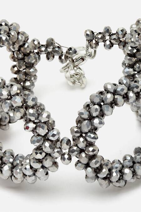 Buy_Bijoux By Priya Chandna_Silver Plated Crystals Bead Embellished Loop Bracelet _Online_at_Aza_Fashions