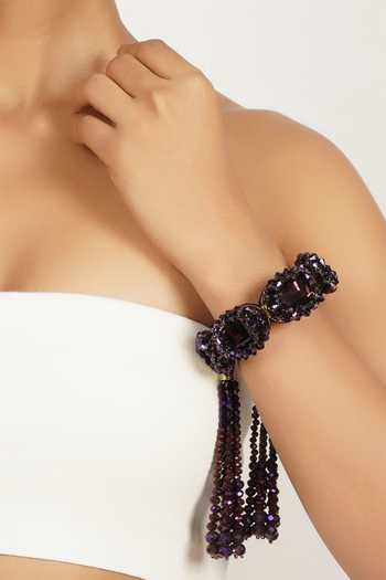 Bijoux By Priya Chandna_Purple Crystals, Beads Amethyst Bracelet _Online_at_Aza_Fashions