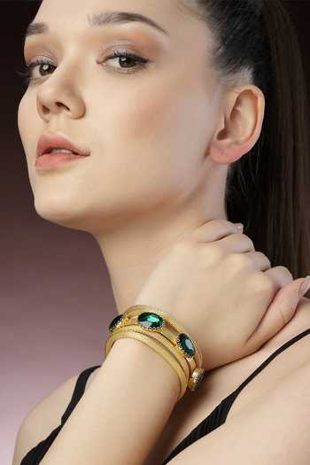 Buy_Bijoux By Priya Chandna_Green Crystals Link Bracelet _Online_at_Aza_Fashions