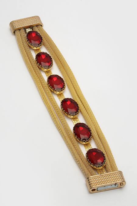 Buy_Bijoux By Priya Chandna_Red Crystals Stone Link Bracelet 
